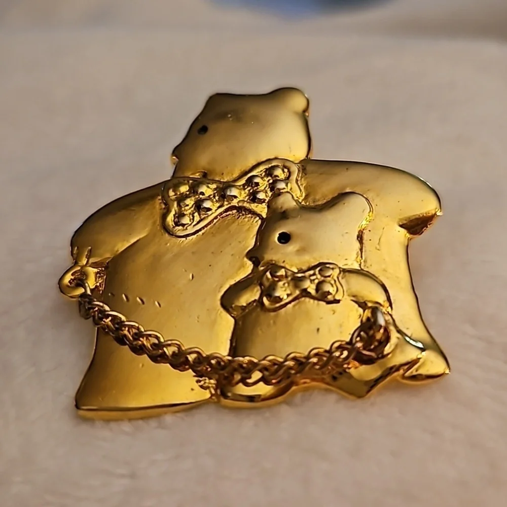 3/$30 Vintage Mama Teddy Bear Doll Eyeglass Holder Brooch Pin
